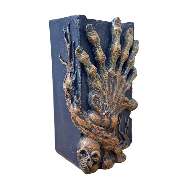 

Skull Bookends Ornament Novelty Skeleton Décor Horror Decoration Resin Small Ornament Halloween Home For Reading Desk Home