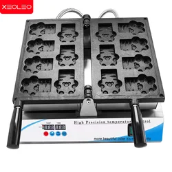 XEOLEO-Touch Versão Elétrica Waffle Maker, Máquina de Pão Comercial, Gato, Cão, Urso, Pata, 1600W, 7Pcs