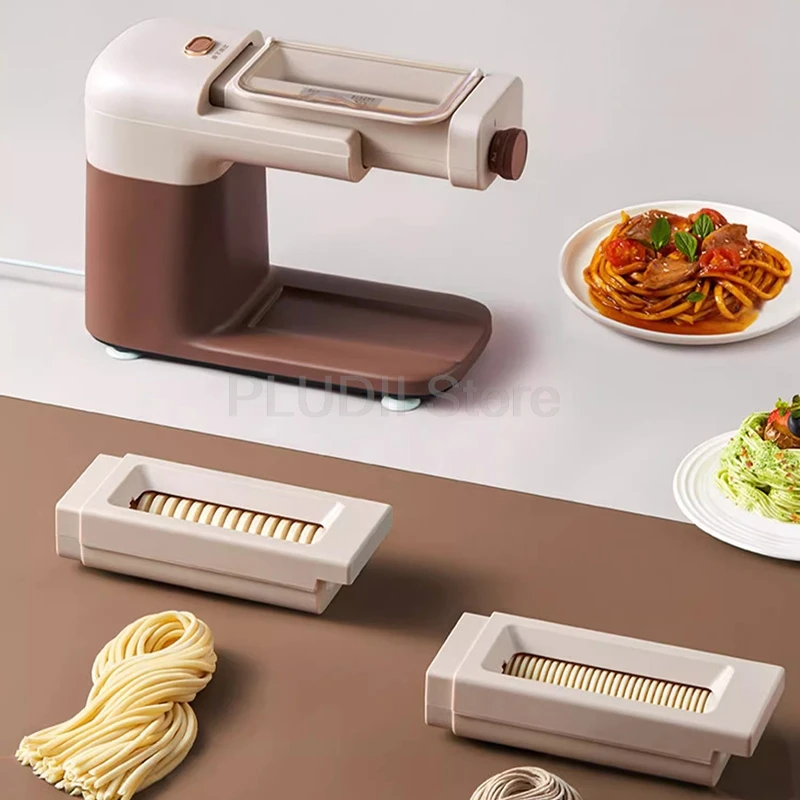 ماكينة صنع المعكرونة الأوتوماتيكية 220 فولت 3 إعدادات سمك 2 أوضاع قطع 100 وات ماكينة صنع المعكرونة البنية لأغلفة زلابية المعكرونة