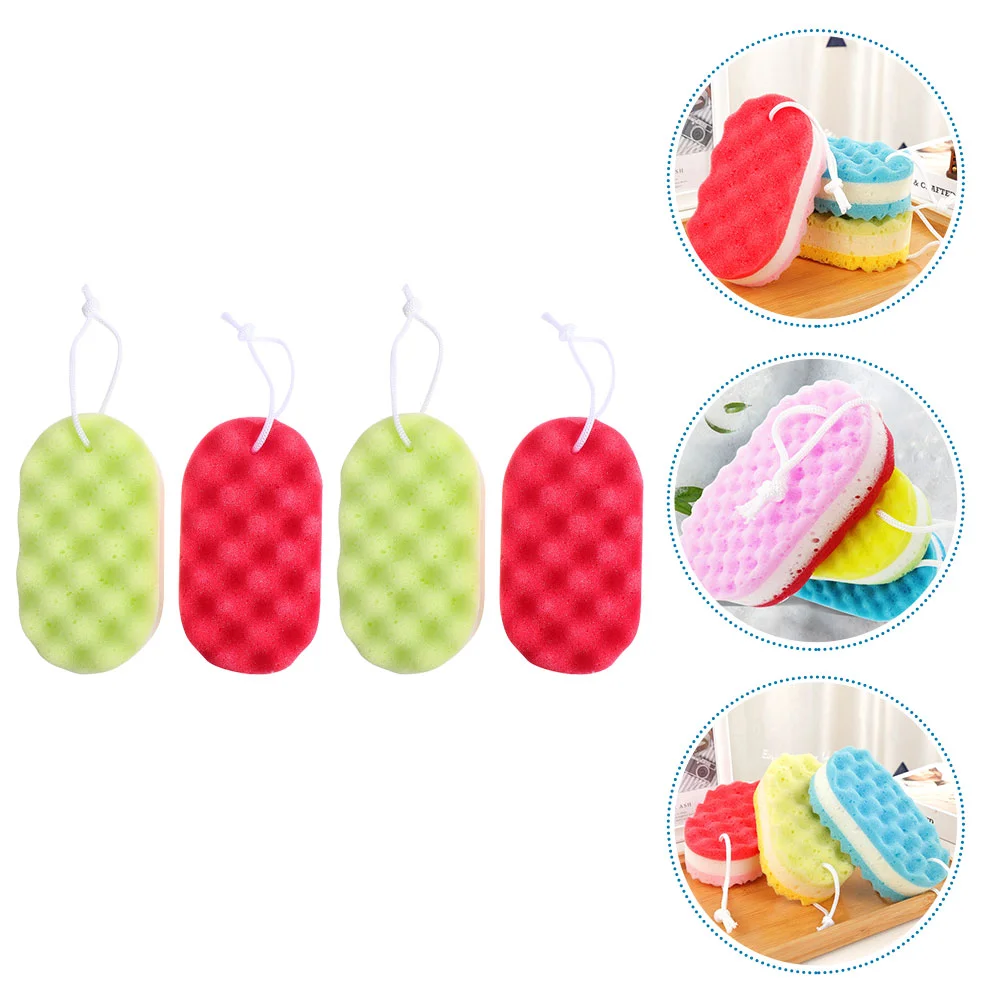 

4 Pcs Bath Sponge Lanyard Loofah Scrubber Body Portable Daily Use Seaweed Filter Cotton Travel Adults Accessory