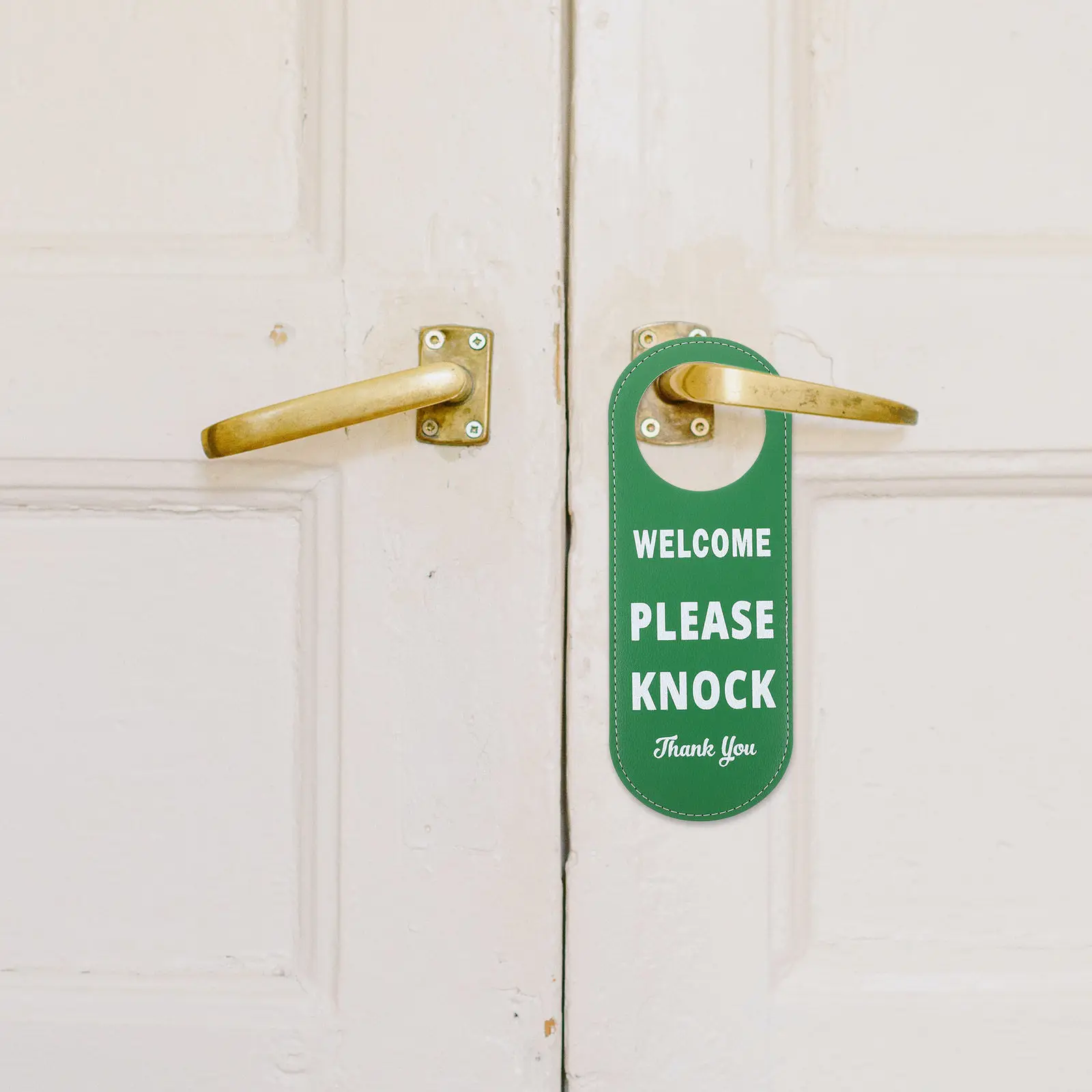 

Do Not Disturb Door Sign PU Material Double Sided Privacy Indicator for Hotel Office Bedroom Please Knock Hanging Door Sign