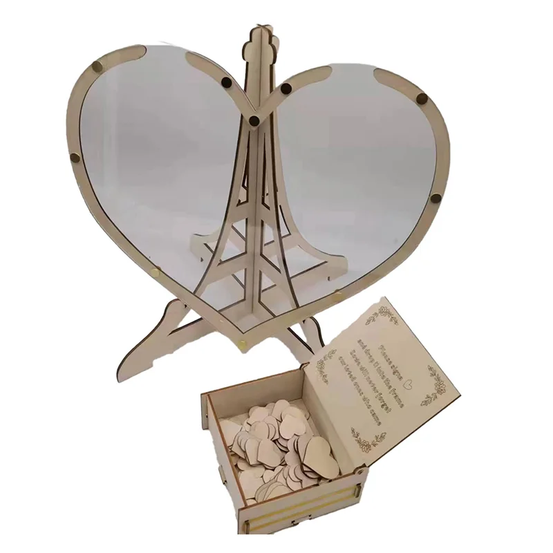 كتاب ضيف الزفاف البديل ديكور الزفاف ثلاثية الأبعاد محفورة سجل الزوار صندوق قطرة الضيوف بطاقة ترحيب زينة الزفاف دائم ، أ