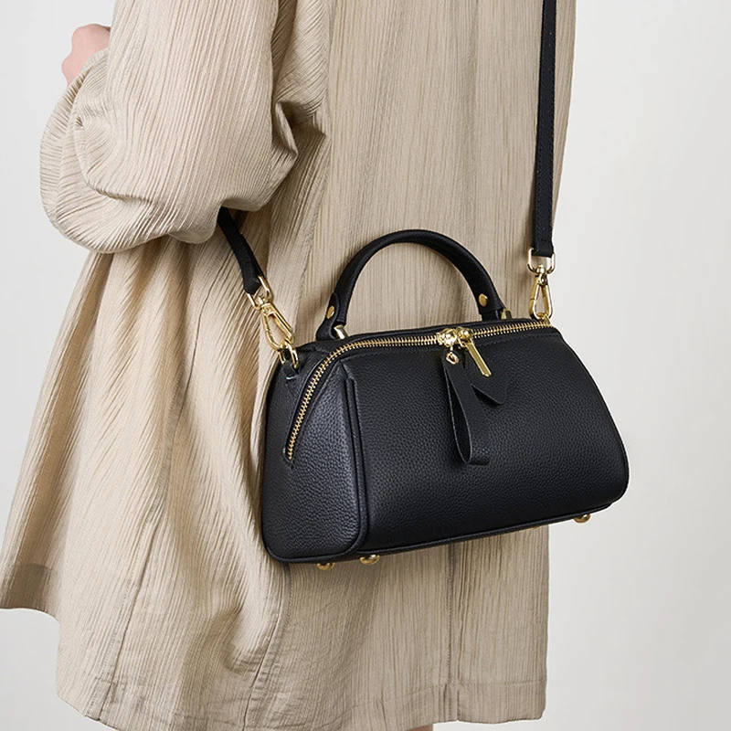 

Women‘s Cow Leather Shoulder Bag Ladies Commute Retro Soft Cowhide Handbag Female Casual Luxury Design Crossbody Bags for Lady