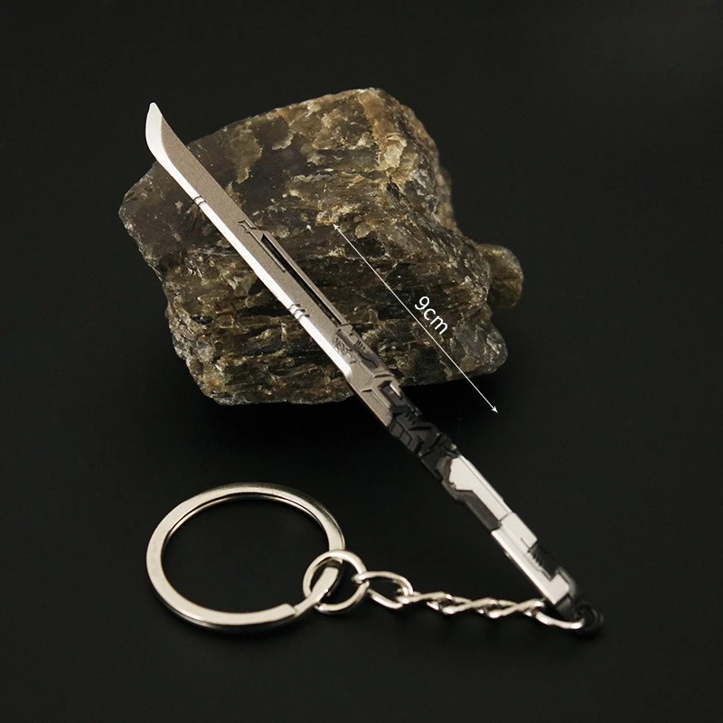 9 cm/3.54in Ghost Walker Cyberpunk Thermische Samurai Zwaard Metalen Sleutelhanger Gemodificeerde Carbon Yama Izanami Wapen Modellen Jongens speelgoed Gift