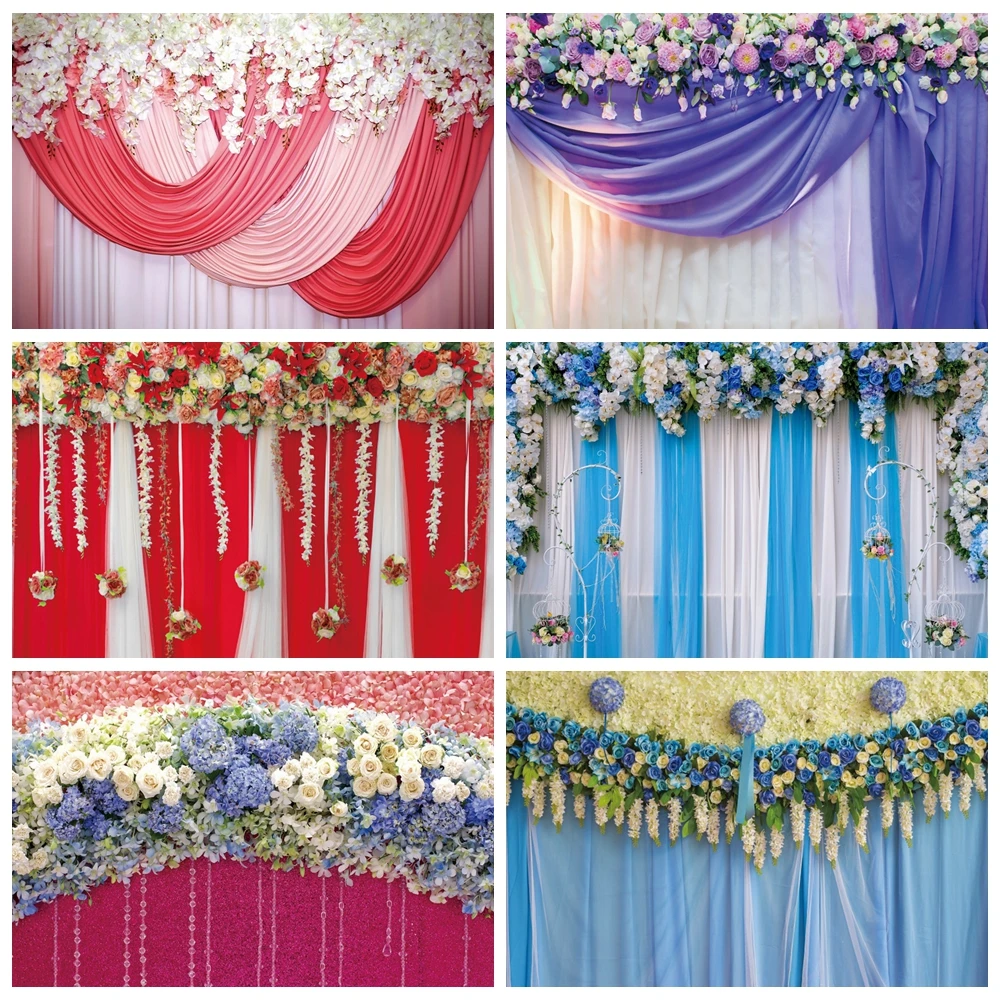 

Floral Flower Wall Photography Backdrop Wedding Scene Bridal Shower Engaged Ceremony Party Photographic Background Photo Studio