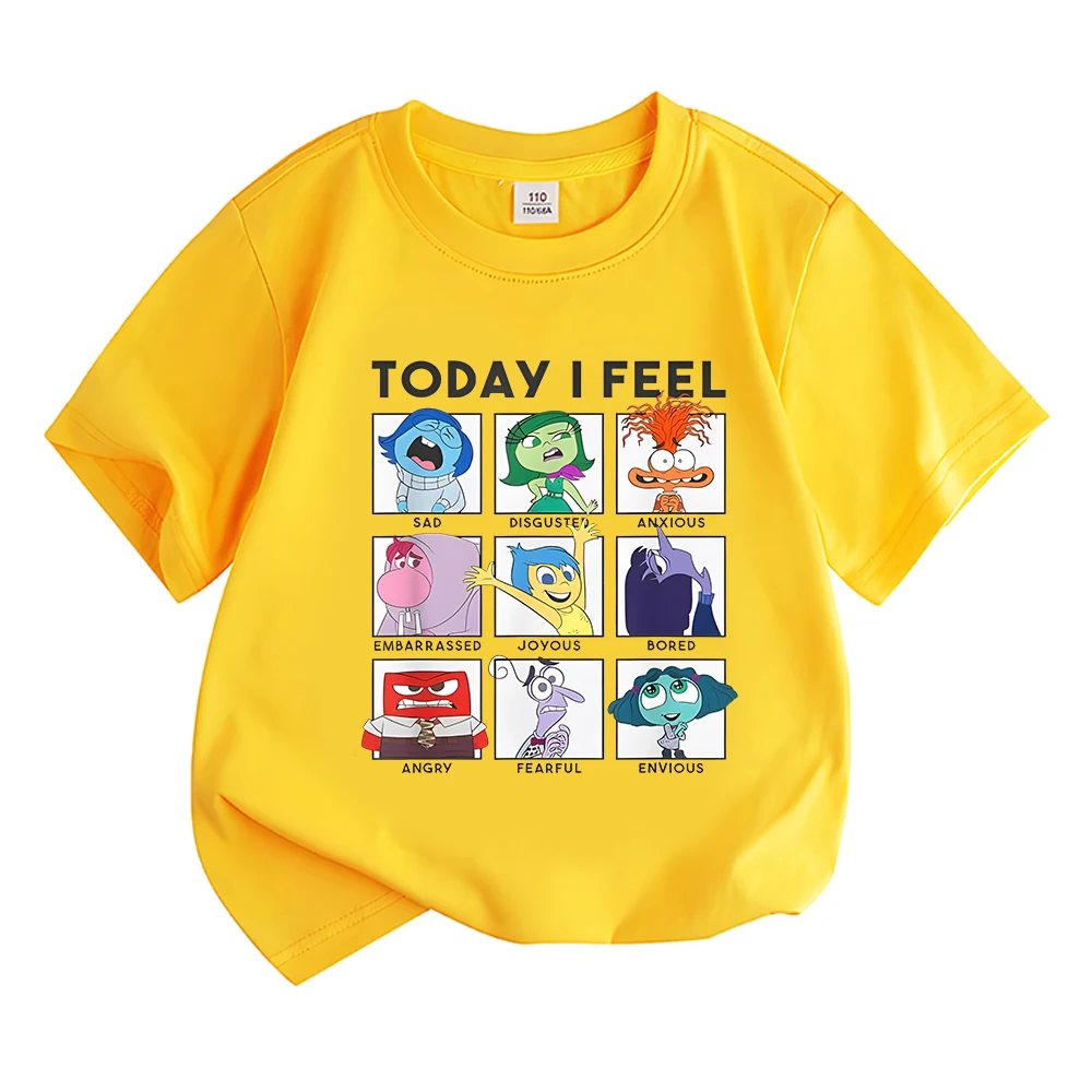 Today I Flag Inside Out Économie pour enfants, plein d'émotions, santé mentale, coton, manches courtes, garçons, filles, dessin animé, t-shirts animés