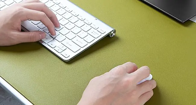 Double-Sided Desk Pad, Leather Desk Mat, Eco Cork Desk Pad Protector, Large Mouse Pad Waterproof Desk Writing Pad for Office