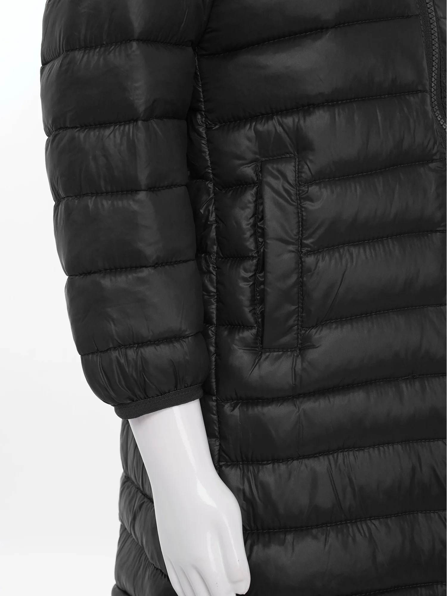 Kids Girls Winter Warm Hooded Padded Coat Long Sleeves Elastic Cuffs Zipper Solid Color Overcoat Packable Outerwear with Pockets