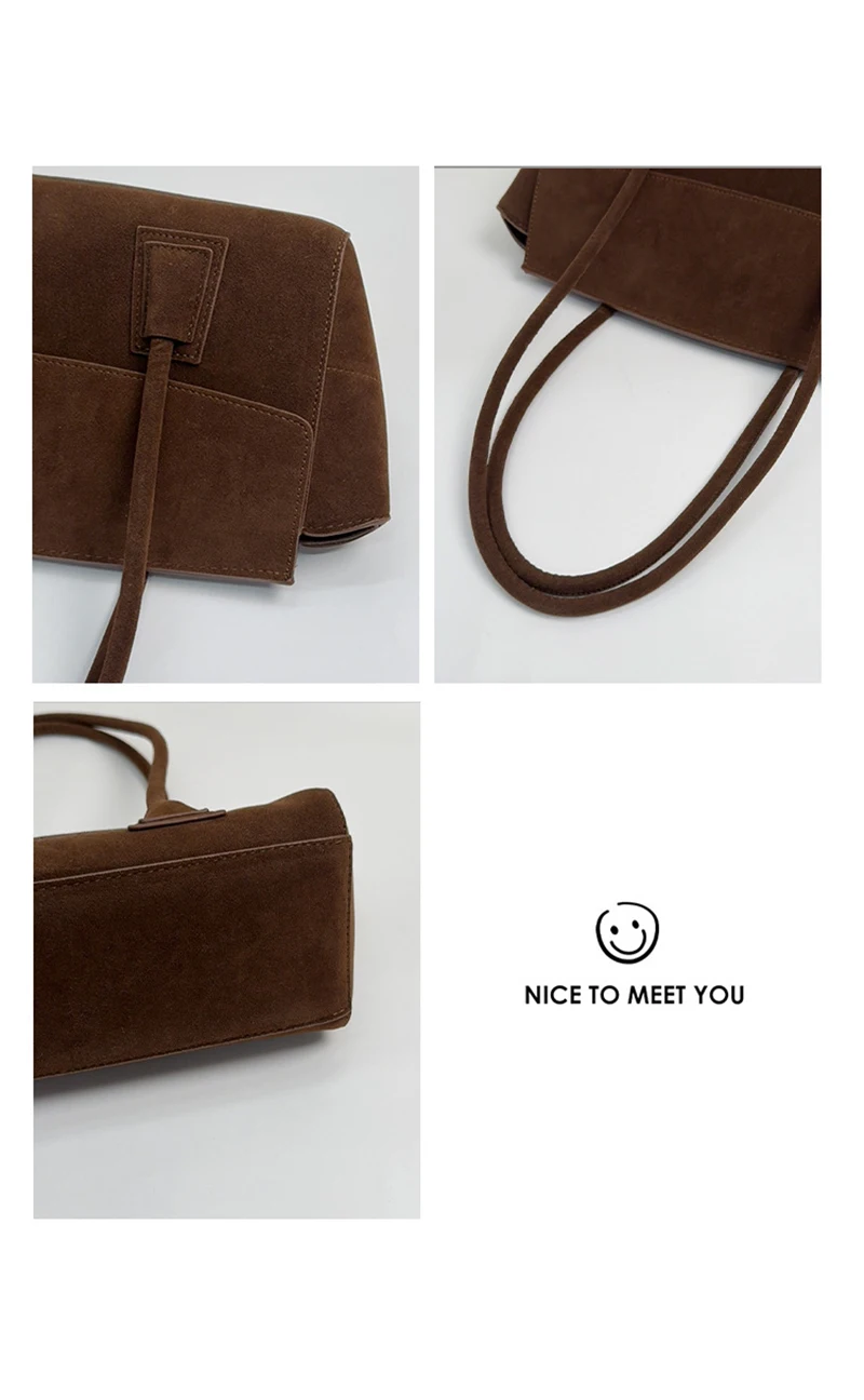 اليورو الأمريكية نمط ماتي جلد الغزال حقيبة يد الإناث شتاء جديد واسعة ترابيز حمل حقيبة كتف الإبط الفاخرة