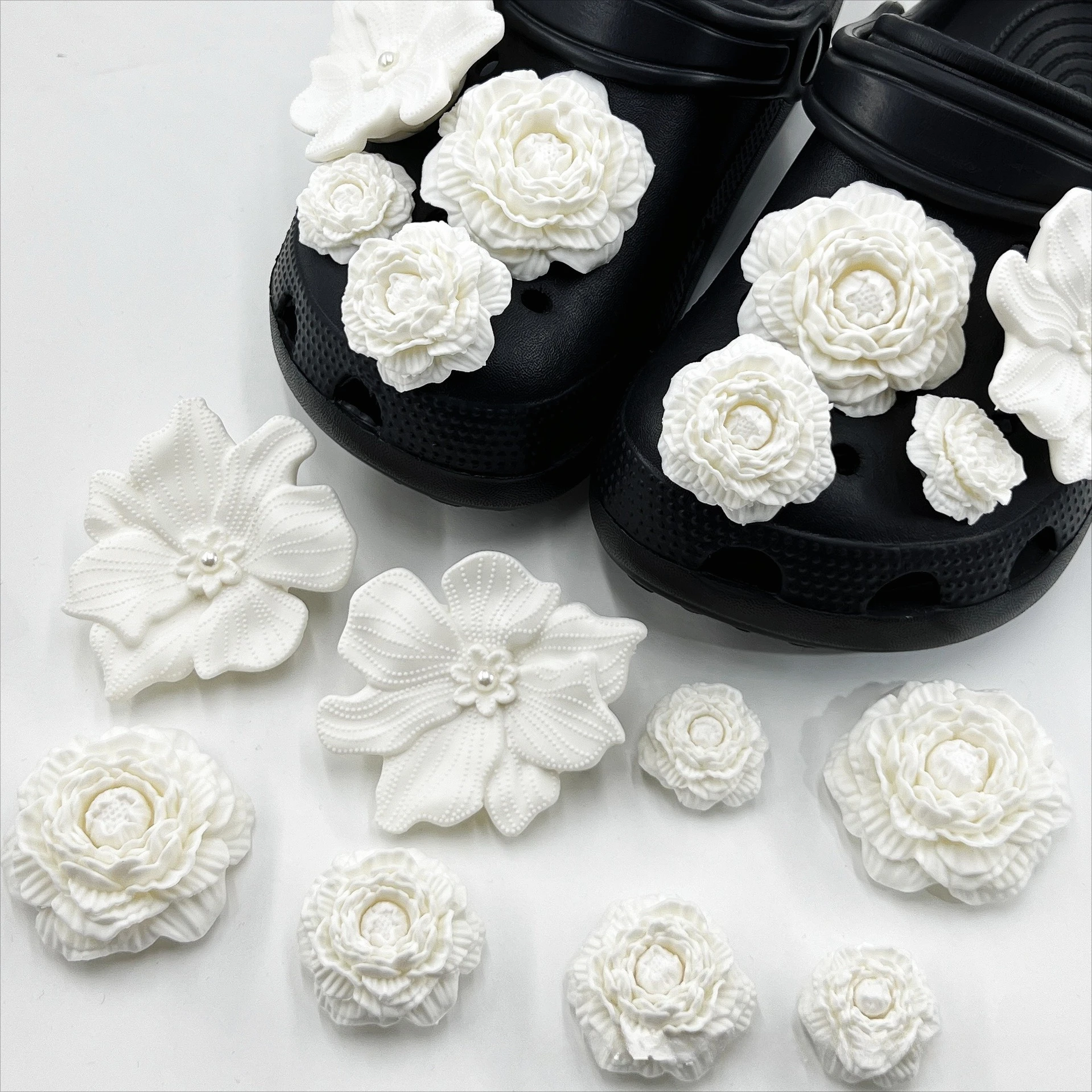 8Pcs Flower Beach DIY Shoe Charms For Clogs Hole Bubble Slides Sandals Removable Shoe Decoration Accessorie Perforated Shoe Gift