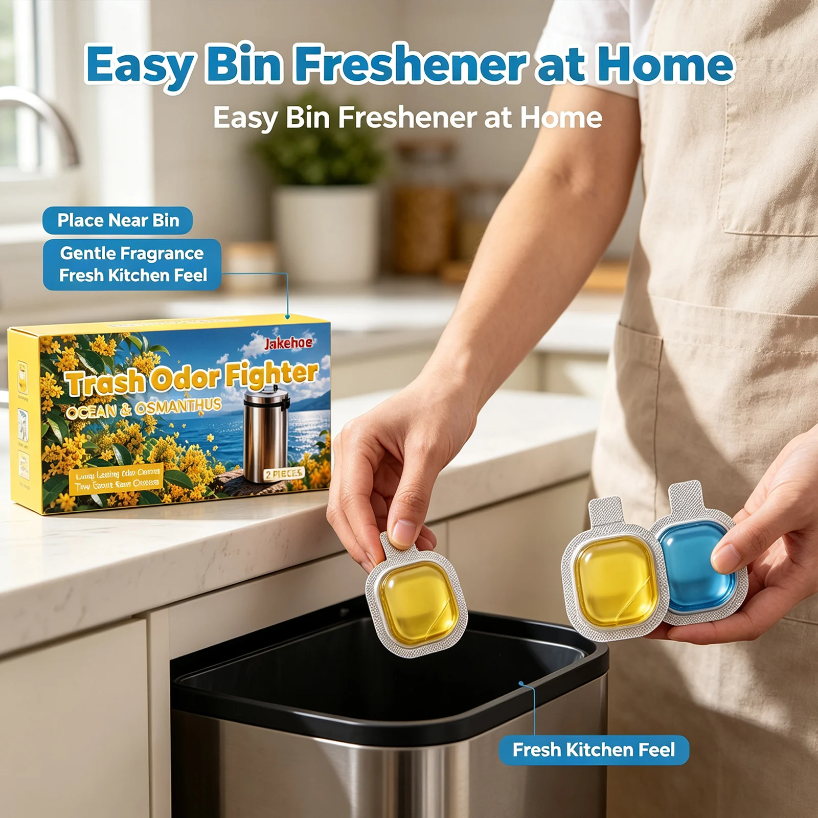 Trash Can Deodorizer Reduce Odor Refreshing Air Long-Lasting Effect Ocean & Osmanthu Scent Garbage Disposal Air Freshener Liquid