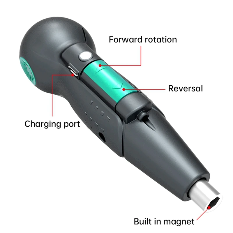 DTA5 Cordless Household Screwdriver Set Mini Electric Screwdriver Motor Copper Movement LED Lighting 1500mAh Rechargeable