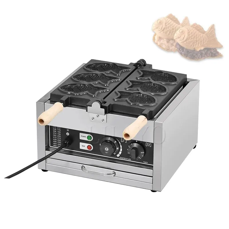 Fish Waffle Snack Making Machine High Yield Korean Japanese Taiyaki Waffle Maker Stainless Steel