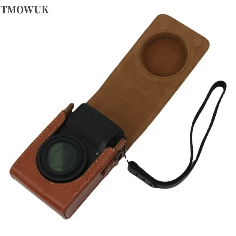 For GR GRii GRiii GRiiix Half Bottom Base Cover PU Leather Case for Ricoh GR3 GR2 GR3X Mini Vlog Camera Protective Shoulder Bag