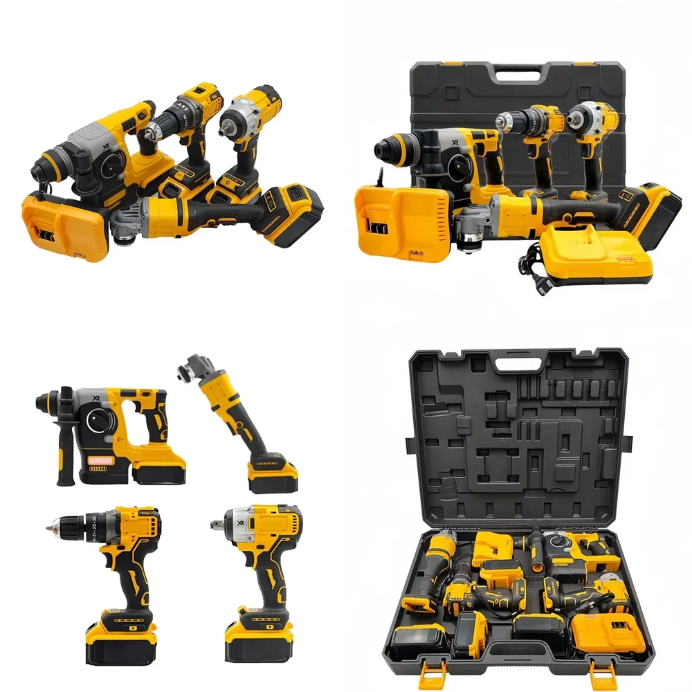 

4 Piece Cordless Power Tool Set for NEOBRISKEN Includes Hammer Drill Wrench Angle Grinder DIY Tools 800W Variable Speed