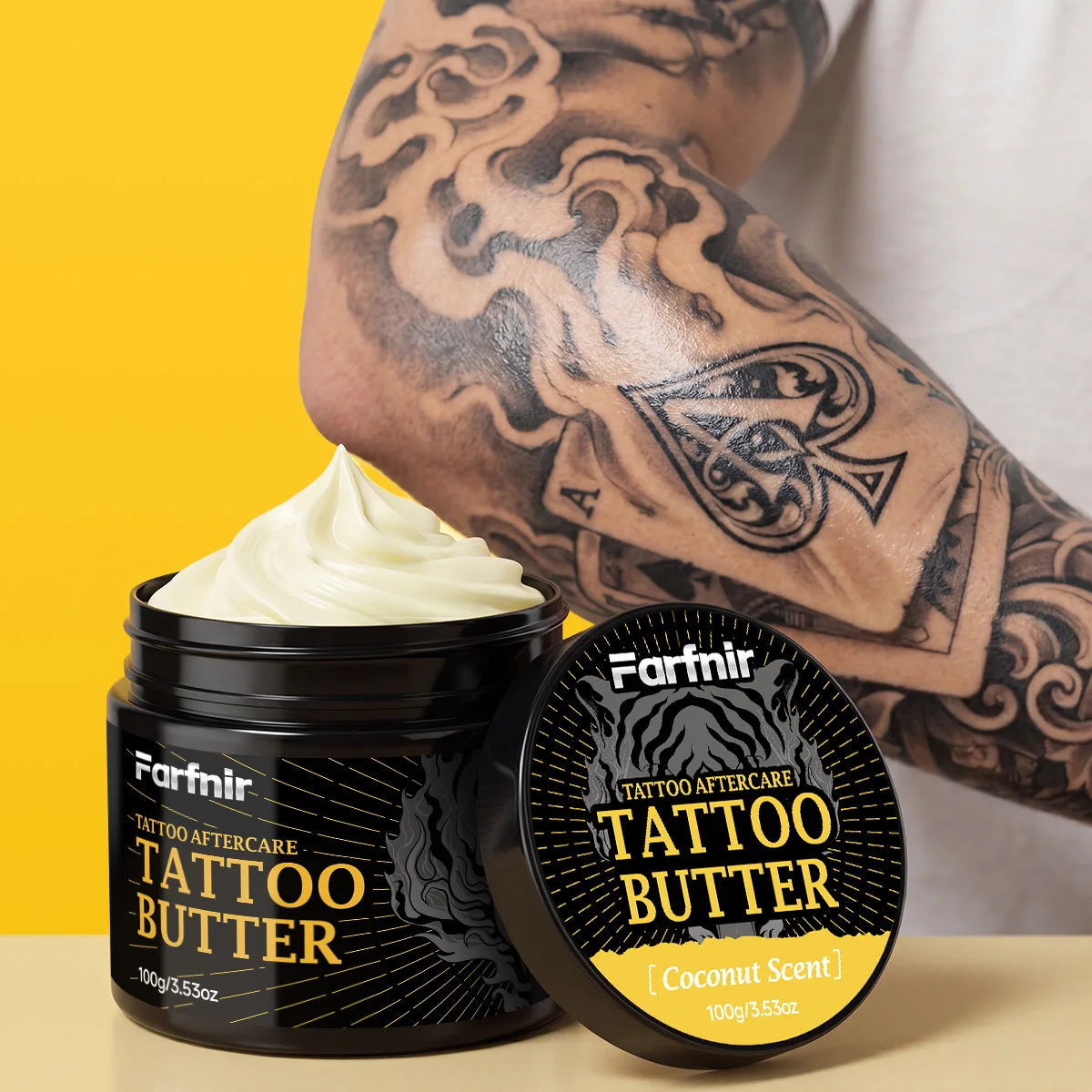 100g Tattoo Butter, Naturally Extracted, Brightens Tattoos and Moisturizes Skin.