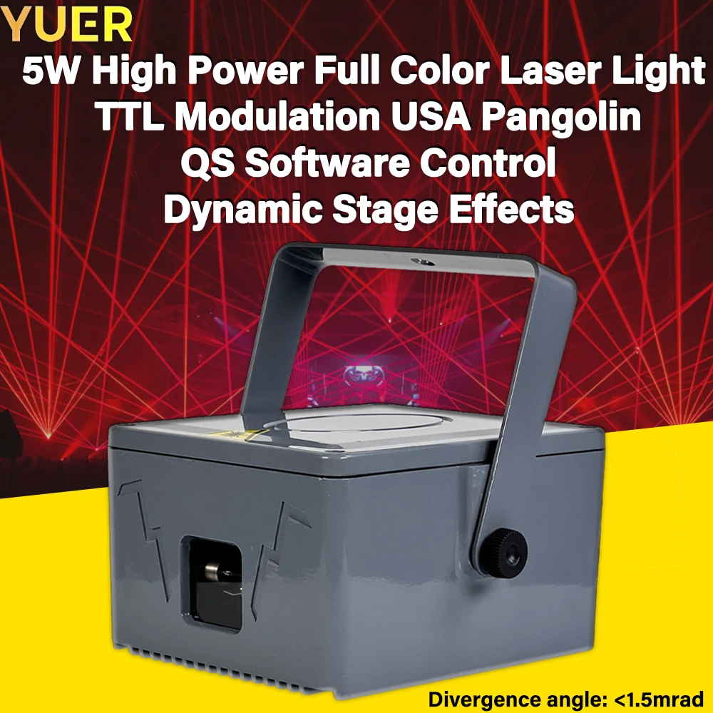 

5W IP65 Waterproof High-Powered Full Color Laser Light for Dynamic Shows ，TTL Modulation, USA Pangolin Software for Stage Party