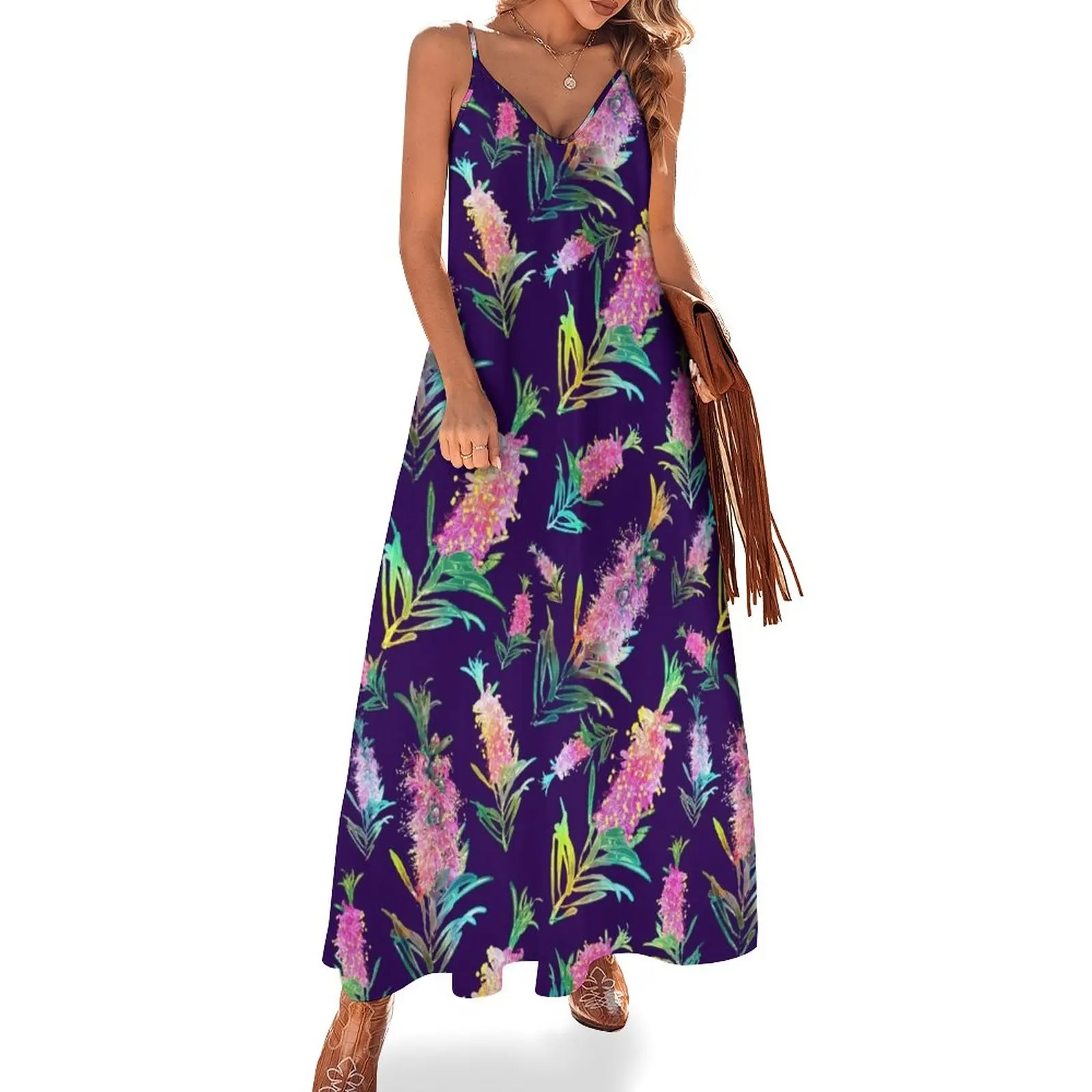 

Feminine Australin Native Floral Pattern Sleeveless Dress dress for women 2024 long dresses for women