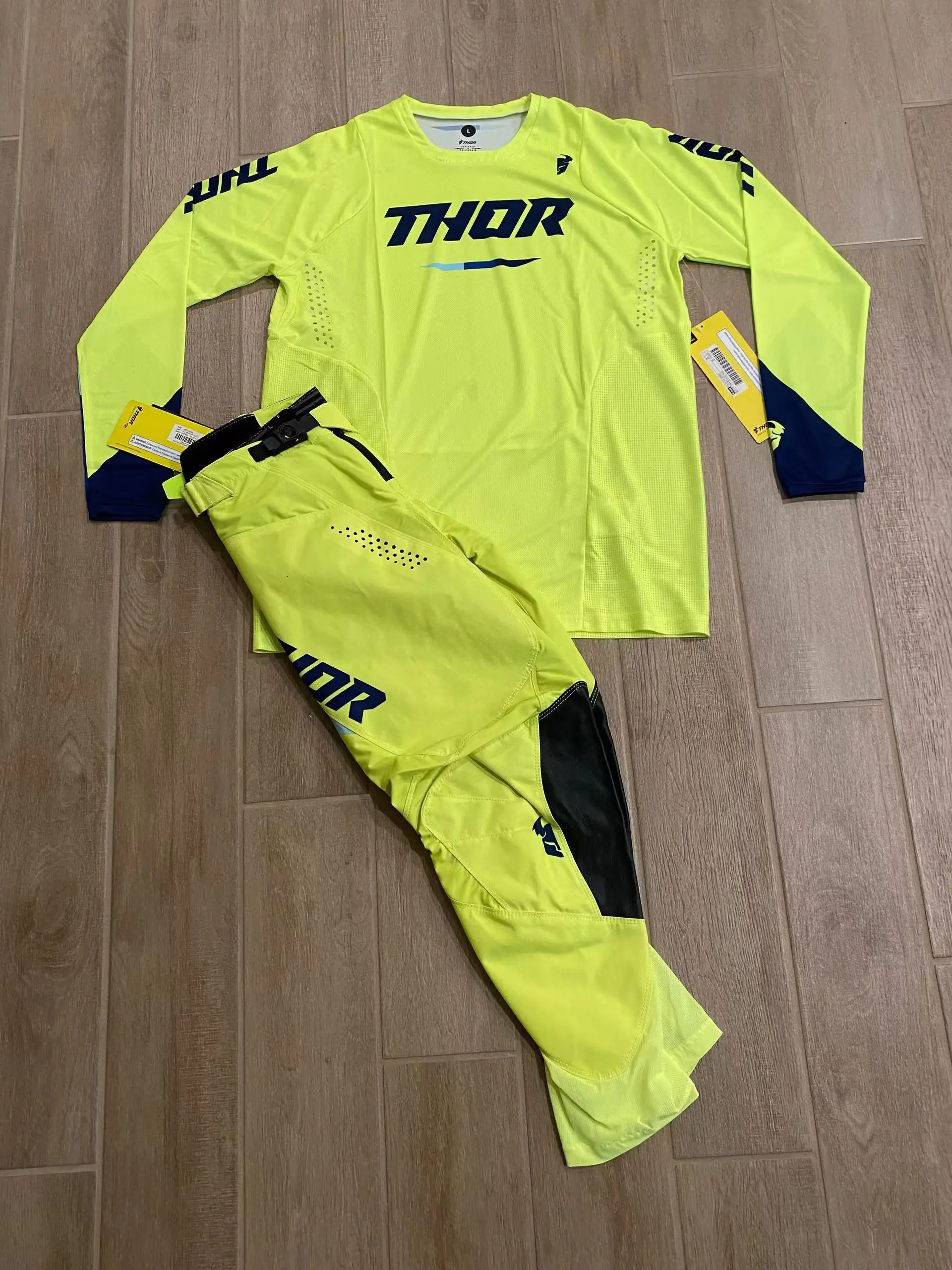 Flo amarillo Thor Mx conjunto de engranajes MX Kit Combos de moto de cross conjunto de equipo de Motocross conjunto de Jersey de motocicleta ropa de carrera todoterreno traje de motocicleta