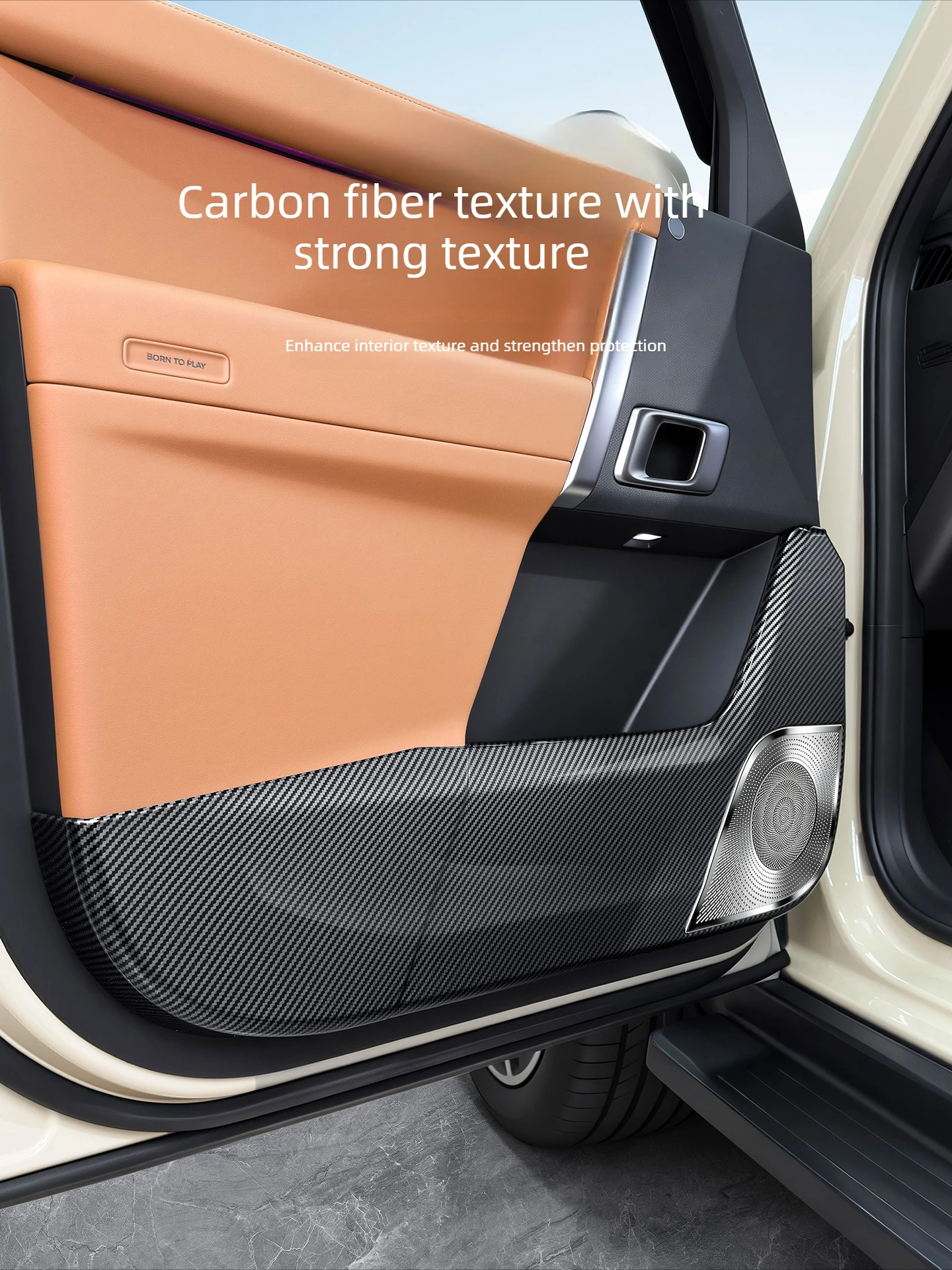 For ICAUR V27 Car Door Anti Kick Panel Door Interior Handle Protective Panel  ABS Carbon Fiber Pattern Car Interior Accessories