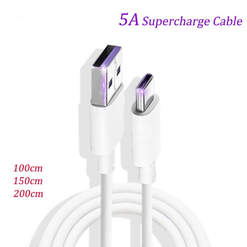 1/1.5/2M For Huawei Super Charging Cable 5A For Huawei P40 P30 P20 P10 Pro Lite Supercharge Honor V30 V20 S V10 Mate 30 20 Pro