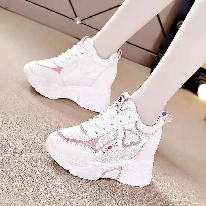 

Chunky Sneakers Women Autumn Mesh Lace Up Basket Sports Shoes Comfortable Platform Casual Dad Shoes Anti Slip Wedges Vulcanize