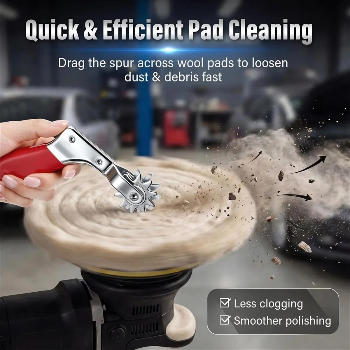 11·11COUPON Buffing Pad Cleaning Spur Tool, Heavy Duty Metal Pad Cleaner for Wool Polishing Pads & Bonnets