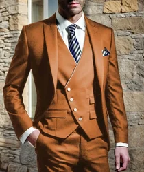 Men Suits for Wedding 3 Pieces Blazer Vest Pants Peak Lapel  Slim Fit Suit Elegant Tuxedos for Wedding Business Evening Party