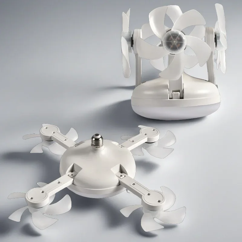 E27 Lampu Kipas Langit-langit LED dengan Fungsi Peredup Remote Control 50-60W Lampu Langit-langit Lampu Kipas Berbentuk Drone untuk Ruang Tamu, Belajar