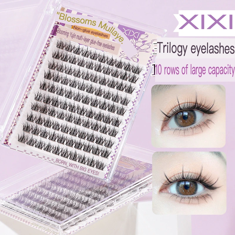 Xixi-Cils sans colle multicouches en jade de fleurs, cils de tournesol purs, rangées de vilten, grande capacité, cils novices