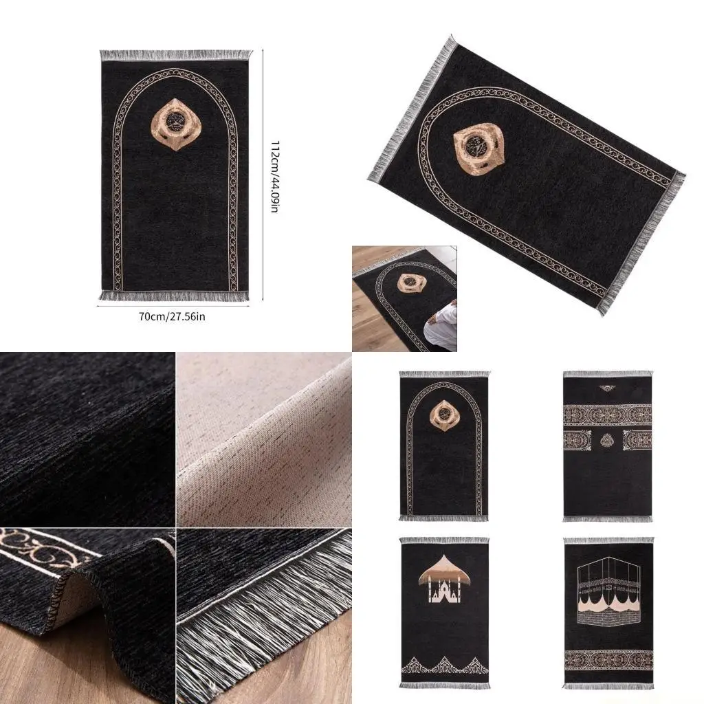 QX2E Arabic Prayer Mat with Tassels Islamic Prayer Rugs Muslims Pilgrimages Blanket Home Kneeling Mat Washable Worship Mat