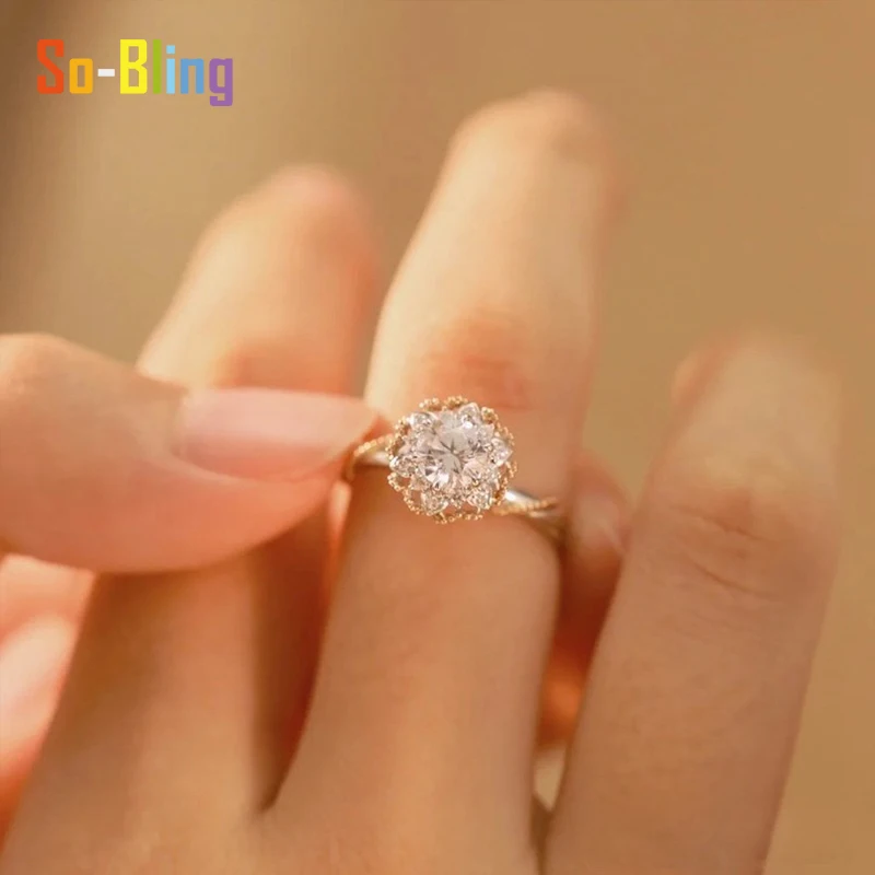 So-Bling 1ct مويسانيتي خاتم Tengman روز 925 فضة المشاركة خواتم الزفاف للنساء مجوهرات هدية #4