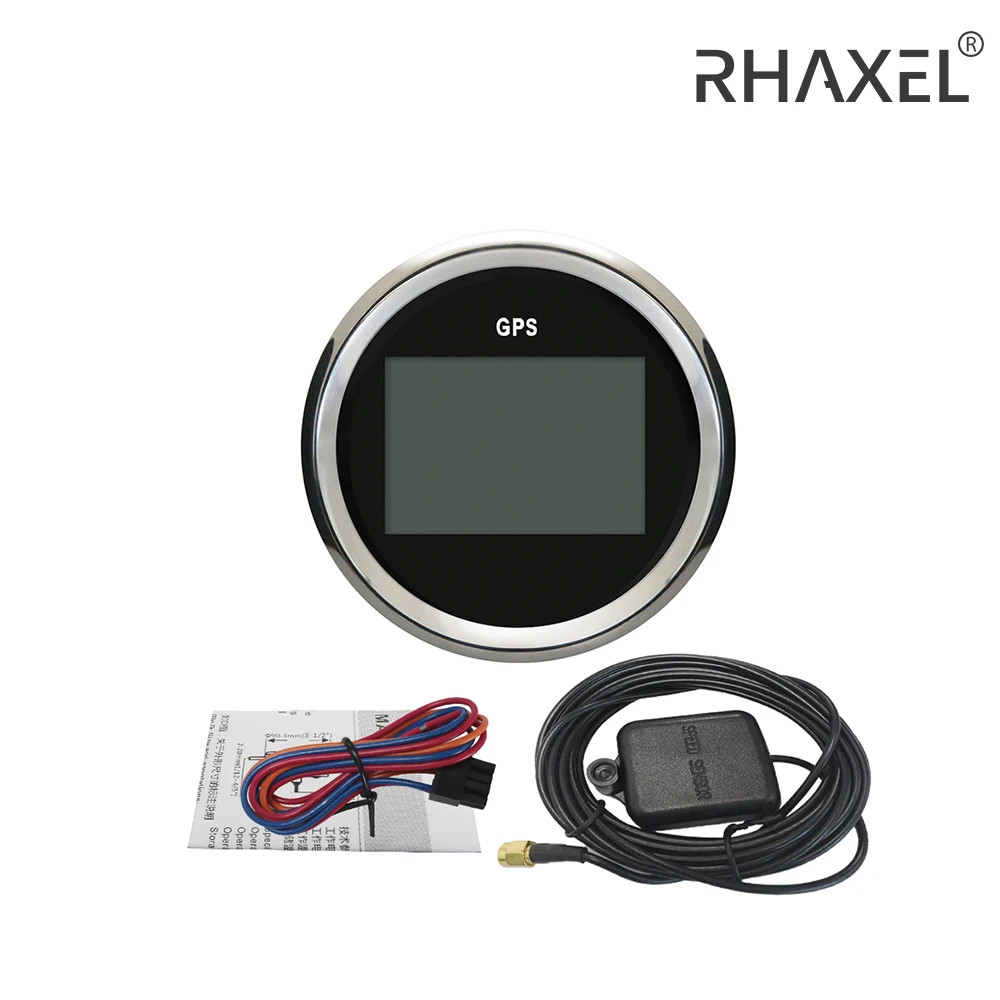 RHAXEL 85mm 52mm Waterproof Digital GPS Speedometer Odometer Trip Meter Course for Auto Marine Truck with Red Backlight