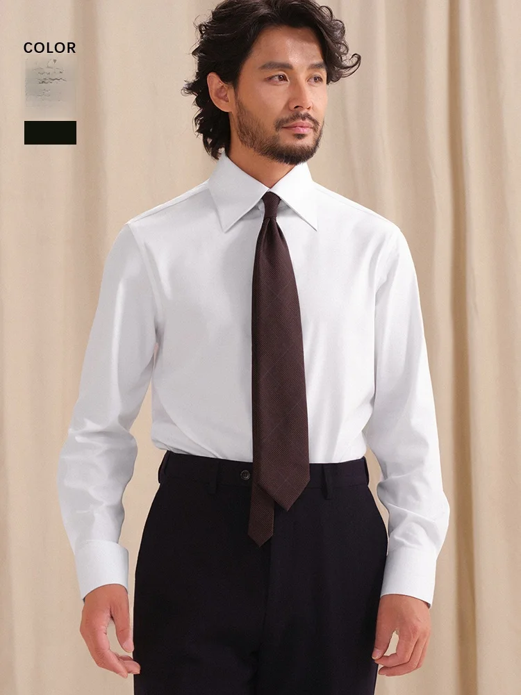 

Мужская деловая рубашка Cultum с воротником-стойкой и длинным рукавом, модная рабочая одежда, удобная, немнущаяся, из бамбукового волокна