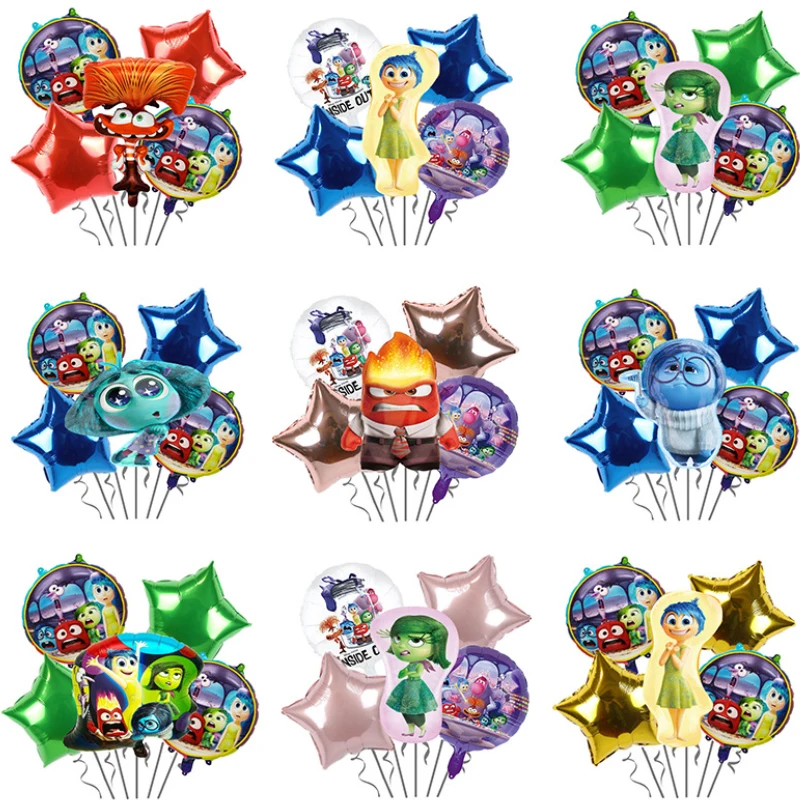 5Pcs Inside Out Balloons Set Disney Cartoon Animation Birthday Balloons Baby Shower Kids  Party Home Outdoor Decoration Supplies