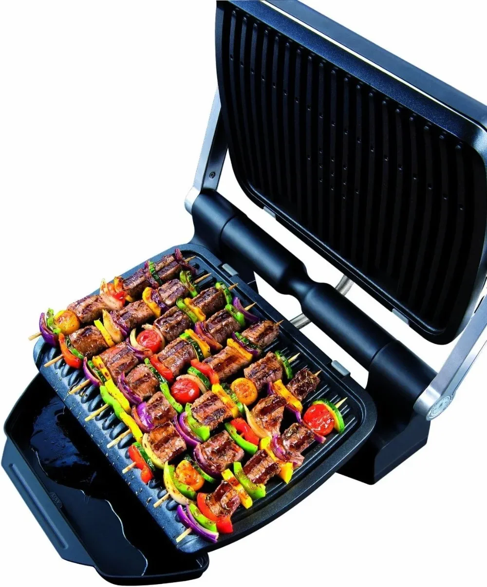 T-fal OptiGrill griglia elettrica in acciaio inossidabile 4 porzioni 6 modalità di cottura automatica, grigliate intelligenti rare to ben fatte 1800