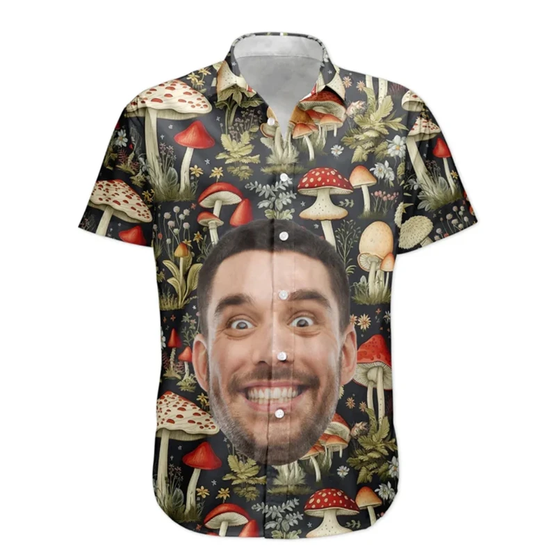 Fun Unisex Hawaiian Shirts Custom Funny 3d Diy Print Button Shirts Short Sleeves Sleeves Hawaii Shirt Tops Oversized Size 6xl