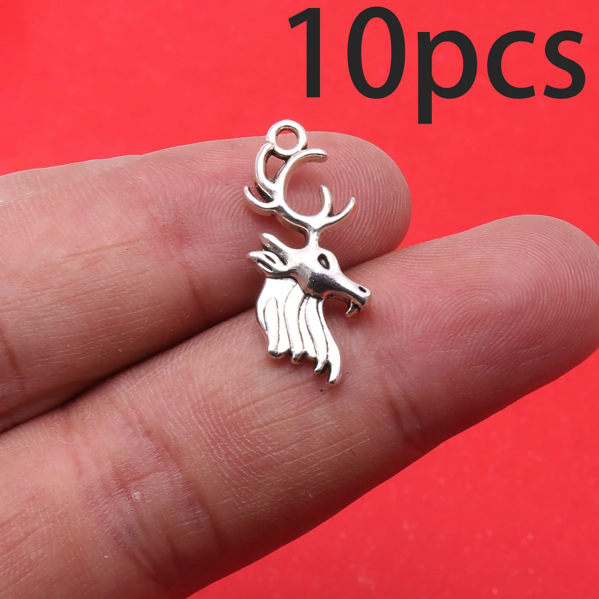 10-Piece Set of Deer Head DIY Handmade Pendants, Vintage Deer Antler and Head Design, Suitable for DIY Bracelets, Necklaces, Earrings, and Hanging Ornaments, Handmade Beaded Decoration Accessories