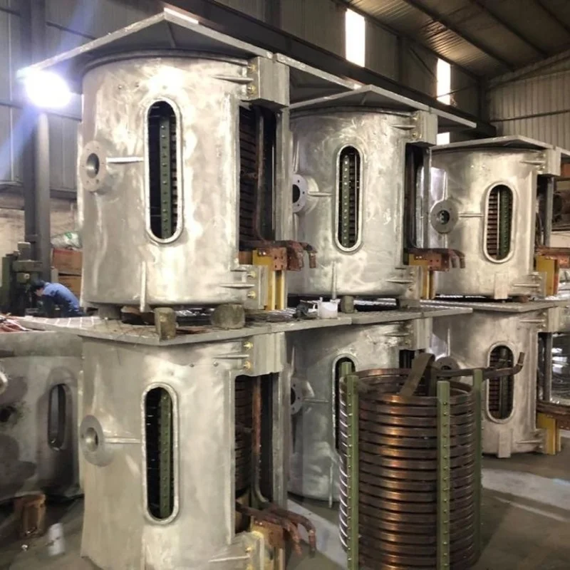 500KG TO 1500Kg 1000KW Aluminium Shell Induction Furnace For Melting Steel Iron Copper Scrap Foundry Casting Factory
