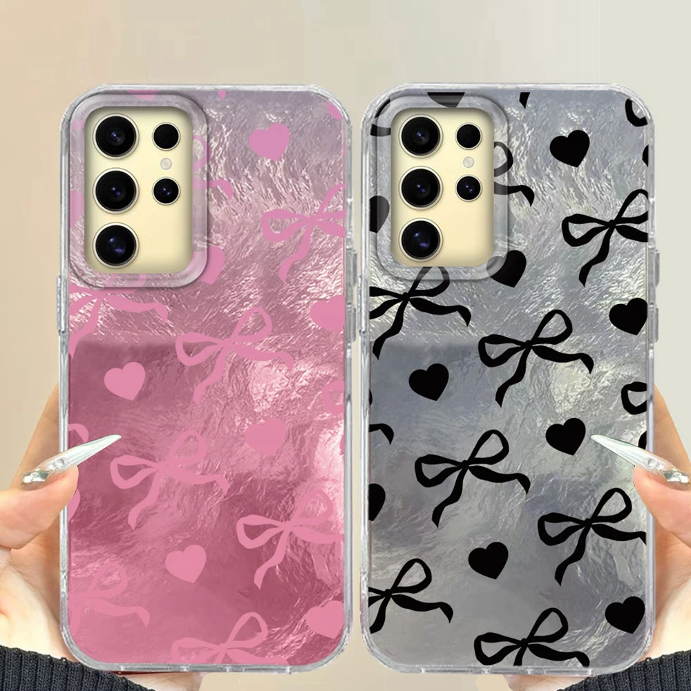 Bunte Herz Liebe Bowknot Frauen Mädchen Telefon Fall Für Samsung Galaxy S24 S22 S23 S25 Rand S21 Plus S20 FE Ultra Shell TPU Abdeckung