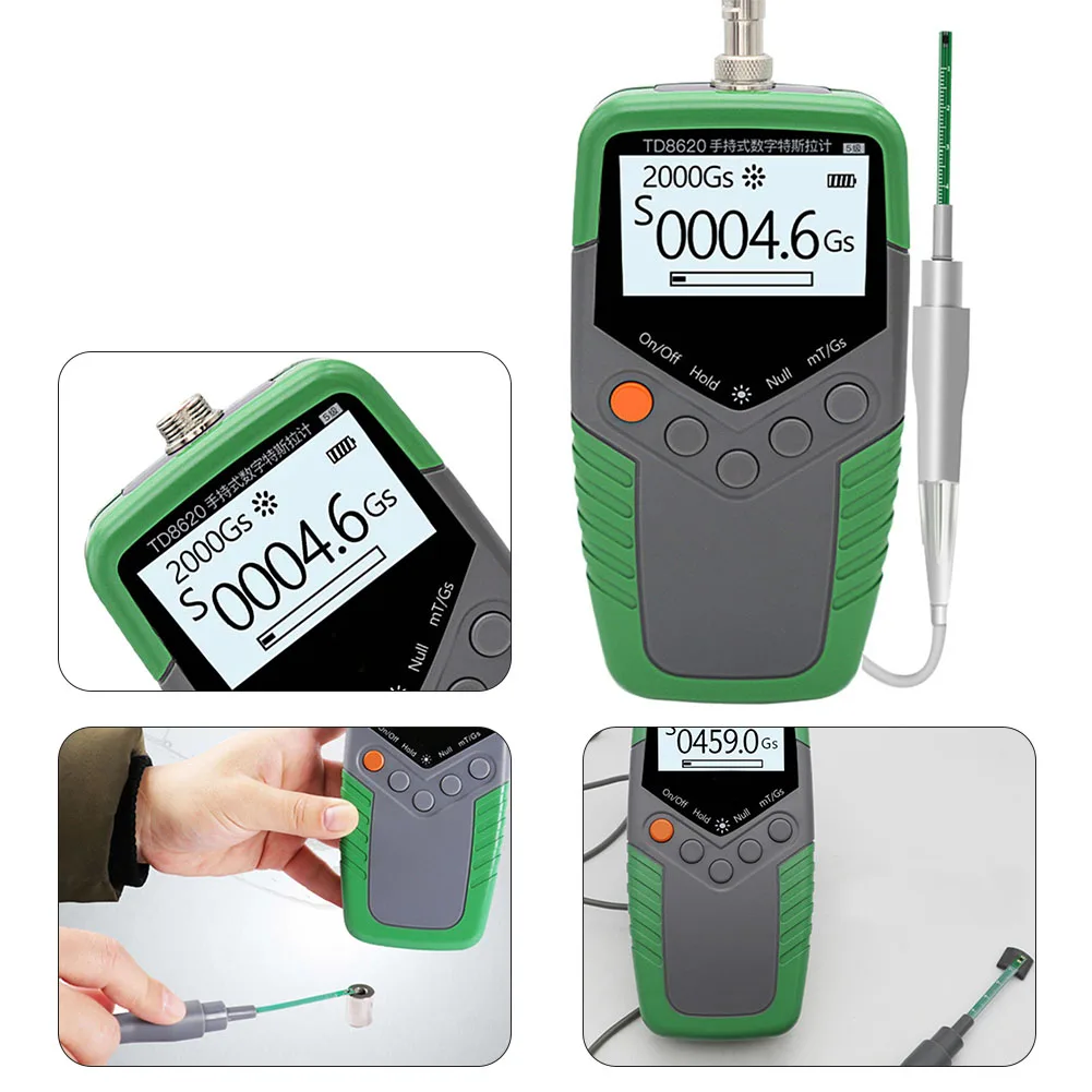 TD8620 Permanent Magnet Gauss Meter Handheld Digital For Tesla Meter 5% 2% 1% 4 Digits High-sensitivity 0-24000mT Measuring Tool