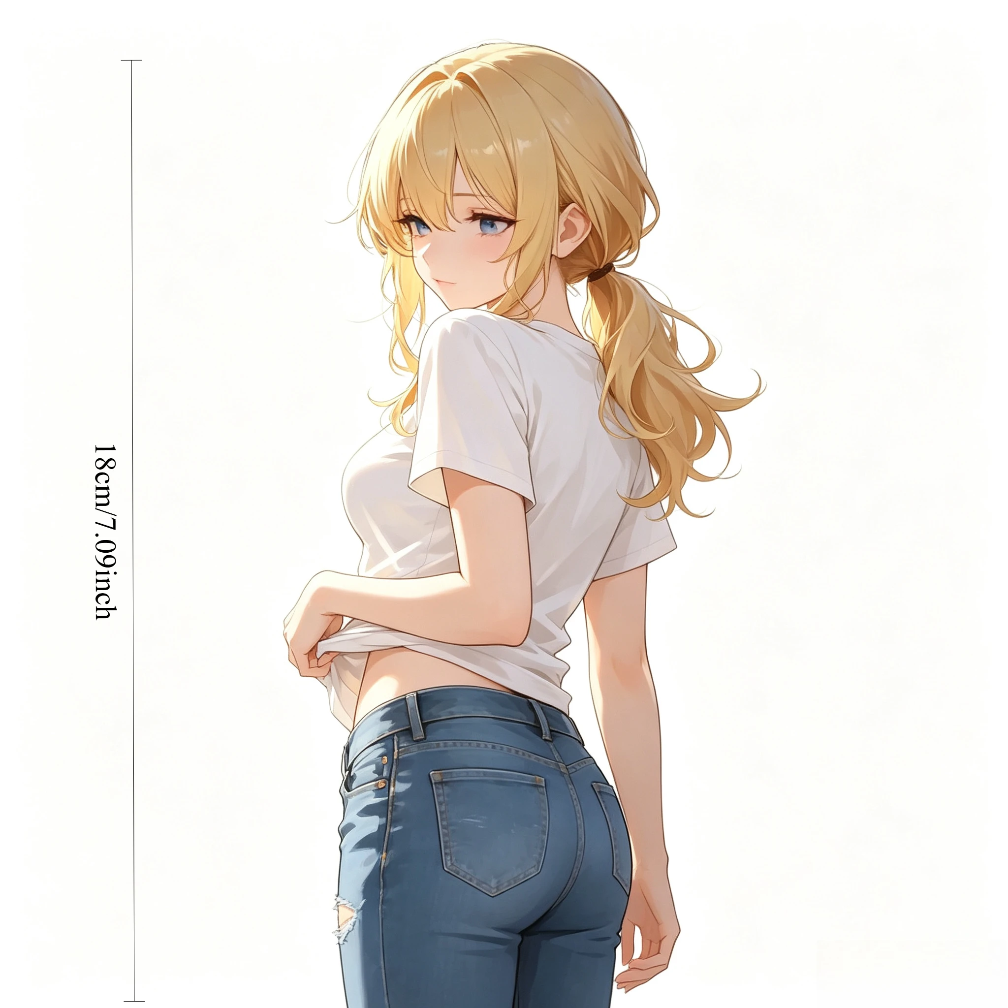 Adorable Anime Blonde Girl in White Tee Sticker, Waterproof Vinyl Decal for Car Window & Motorcycle