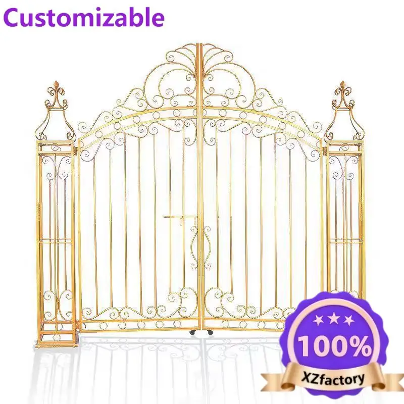 Factory Direct 2026 New Wedding Flower Gate Happiness Gate Wrought Iron Arch Shelf European Background Door Shelf Wrought Iron W