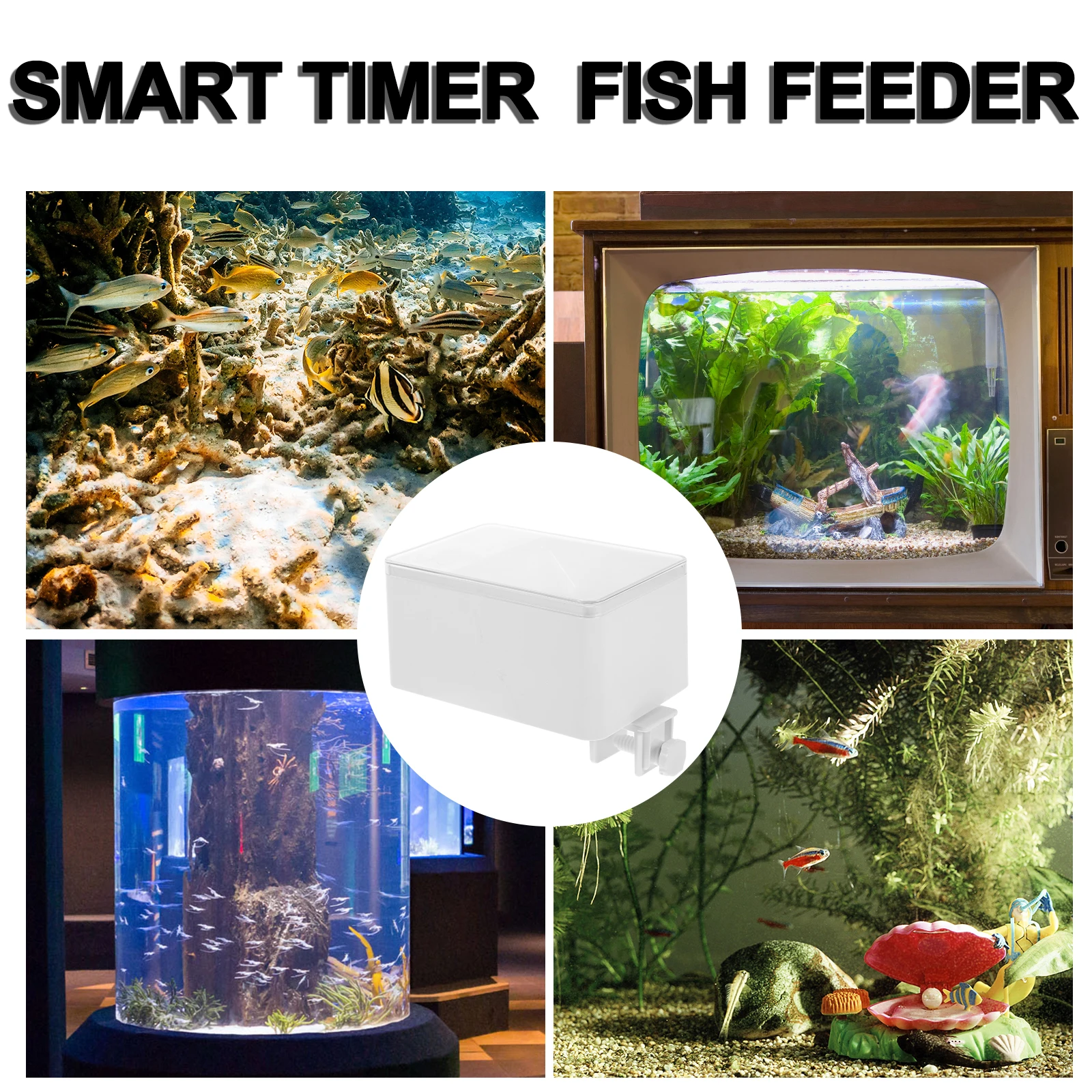 

1 Set Automatic Fish Feeder Tank Dispenser Long Life Silent Operation Led Low Power Warning Fish Tank