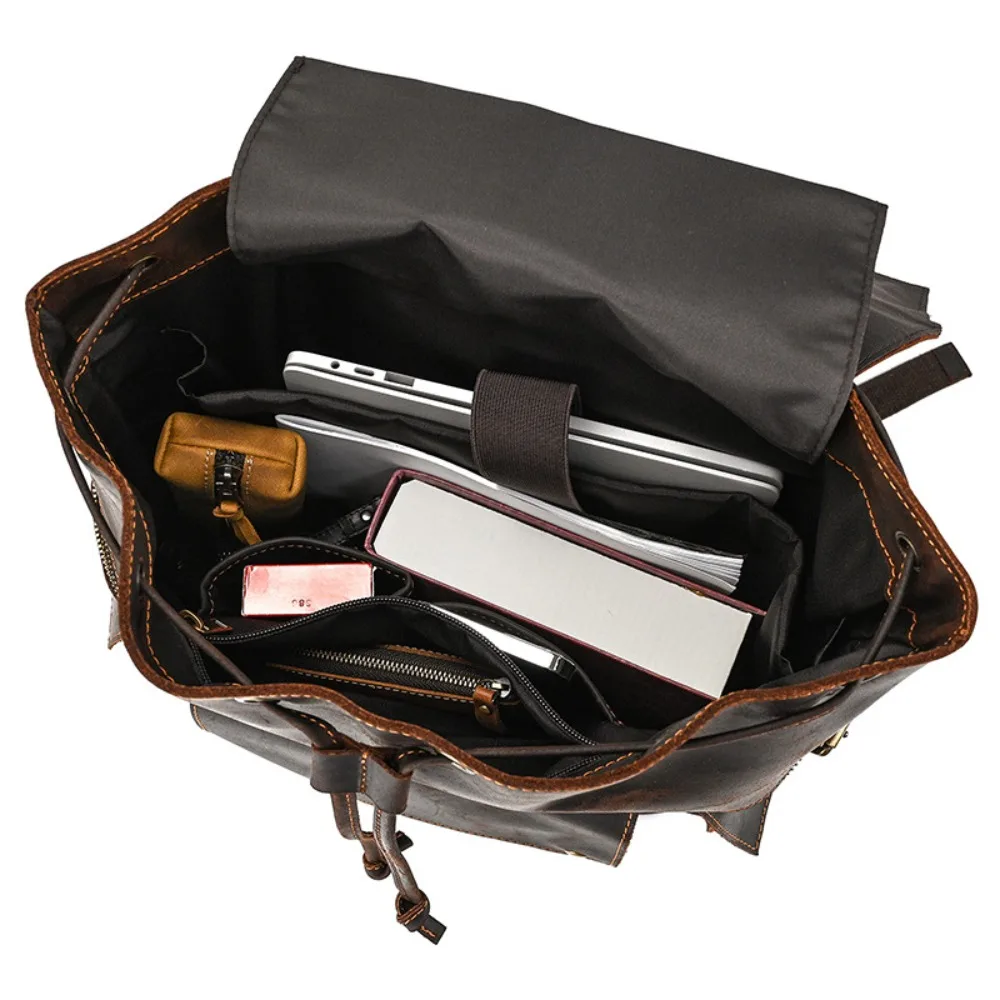 حقيبة ظهر جلدية ذات سعة كبيرة ومتعددة الاستخدامات حقيبة ظهر كلاسيكية فاخرة من الجلد حقيبة ظهر عصرية من جلد البقر حقيبة سفر محمولة للسفر #5