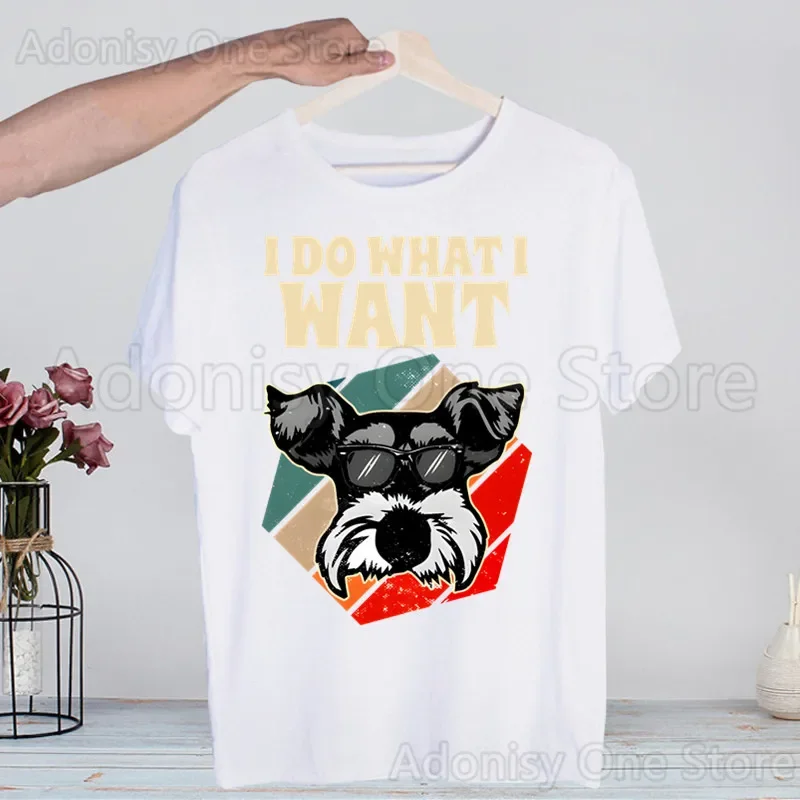 

Мужская футболка «Шнауцер» в стиле Харадзюку, футболка унисекс с короткими рукавами и принтом, повседневная футболка, мужские уличные топы