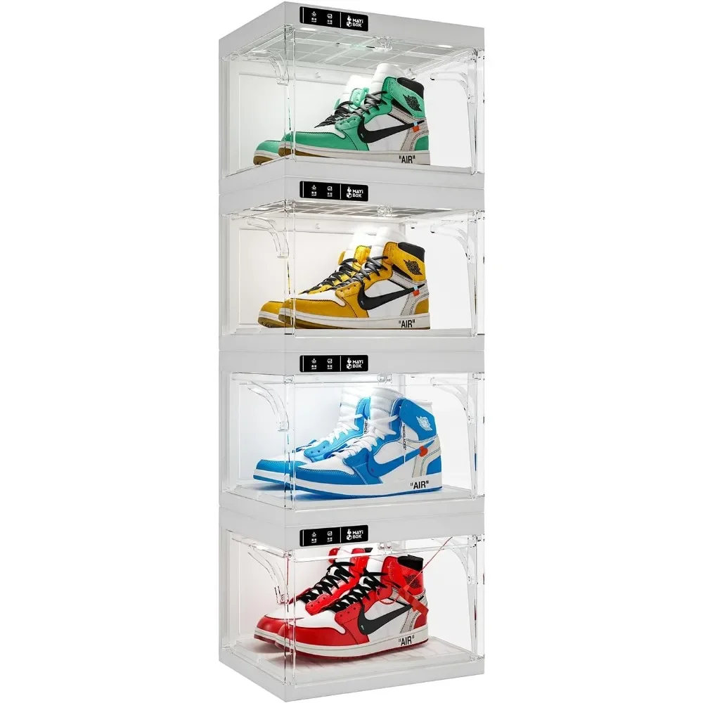 Shoes Organizer Auto-Opening Shoe Storage Box (4pack) White Shoe-shelf Home Furniture Cabinets for Living Room Shoerack Cabinet