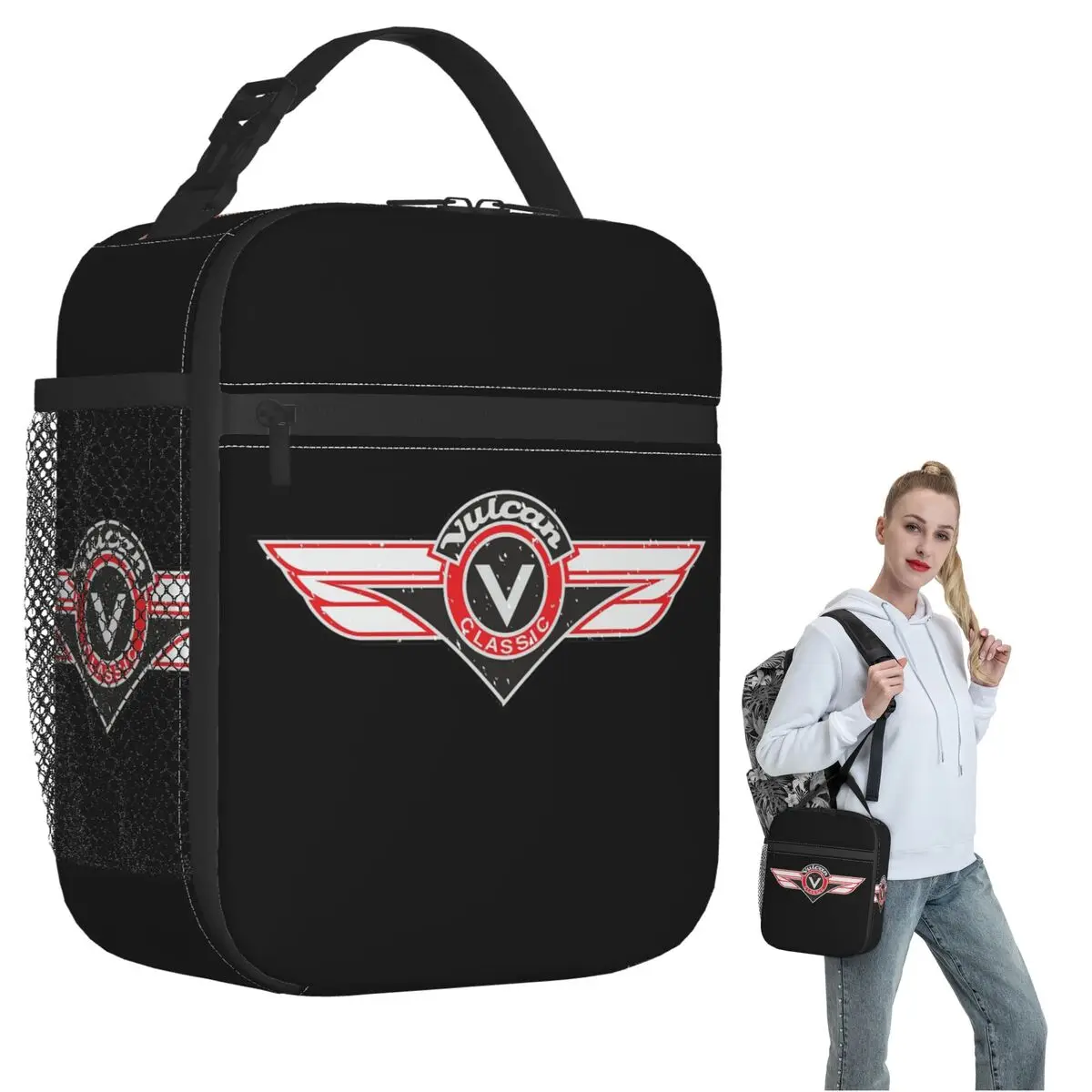 

Термосумка для обедов Vulcan VN Motorcycle Classic Logo Worn, изолированная, для женщин и детей, портативная, для еды, термобокс-тоут