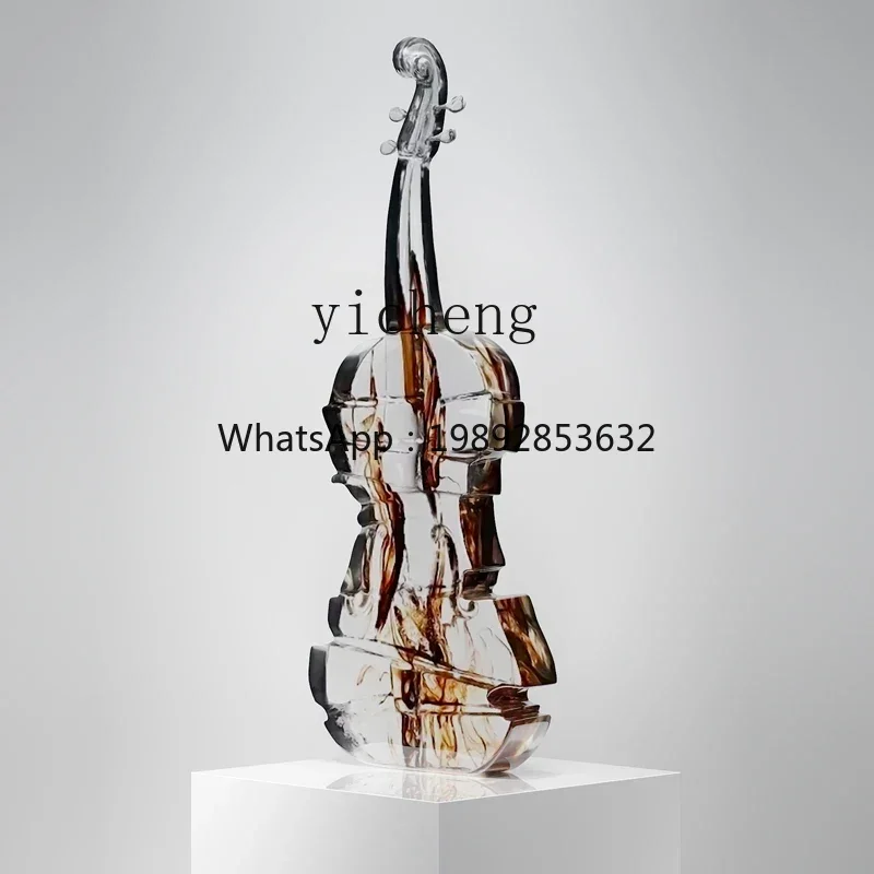 transparent violin sculpture ornament hotel clubhouse model room modern simple floor art soft decoration