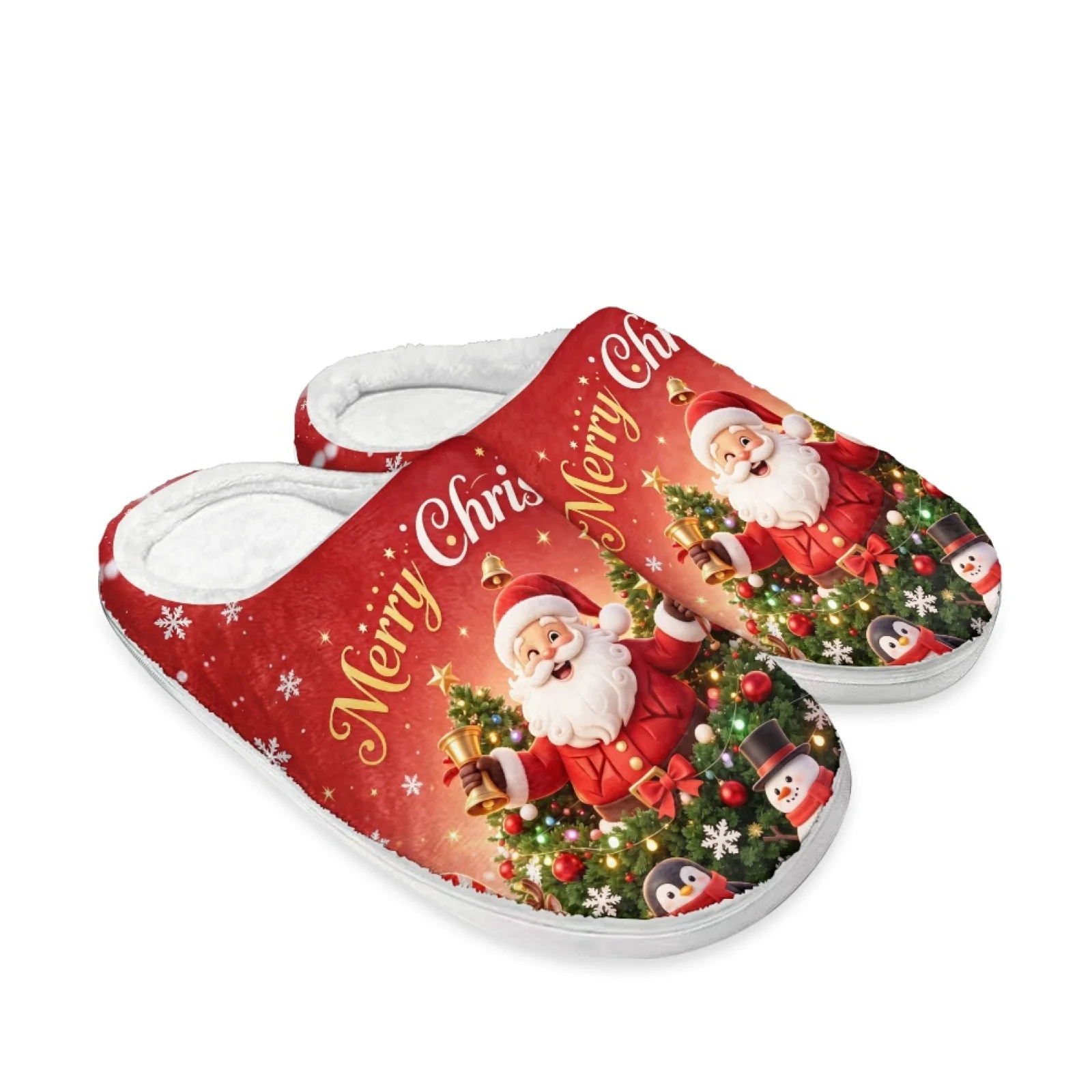 PENSTROLL Christmas Santa Print Slippers For Nurses After Shift House Shoes That Don't Rub Top Of Foot Plush Slippers for Travel